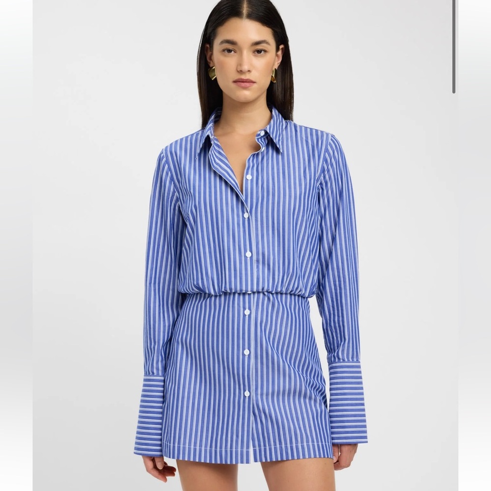Blue Striped Button-Up Dress
